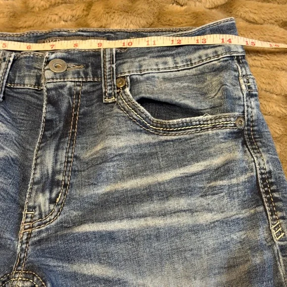 BKE Jake Straight Leg Jeans Mens 31R Medium Wash Distressed Denim - Picture 6 of 7